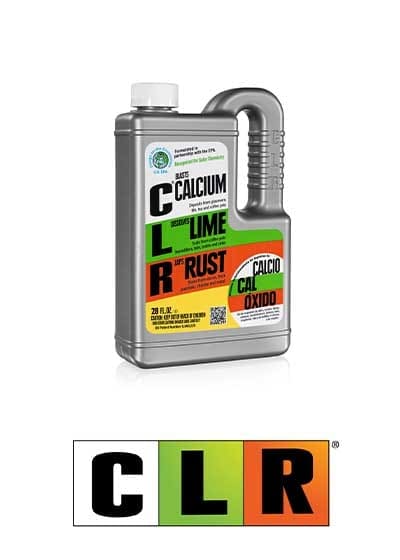 White background product photo featuring a bottle of CLR above the CLR logo